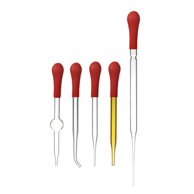 Burette Gwydr 0.5ml 1ml 2ml 3ml 5ml 10ml Samplu Gwydr Pibed Gwydr Dropper Graddedig Gyda Phen bwlb Rwber